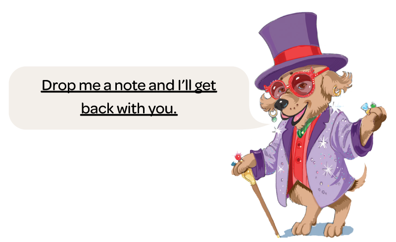 Dog customization note.